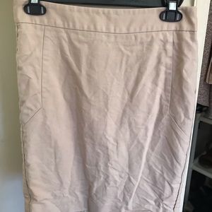 Knee length khaki pencil skirt